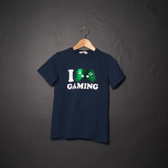 Kids I ❤️ Gaming Flipping Sequins T-shirt Sz 12-14 - Picture 2 of 3